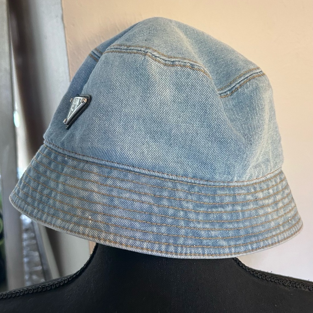 Prada Light Blue Denim Bucket Hat - Picture 4 of 8